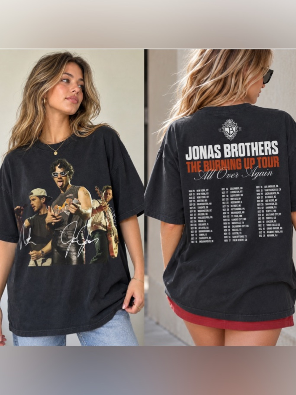 Jonas Brothers Burning Up All Over Again Tour Dates, Jo Bros Fan Concert Tee